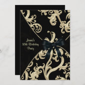 ブラッククリームスワール30th誕生日パーティの招待状 招待状 (正面/裏面)