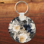 ブラッククリームヒョウ動物フローラ キーホルダー (裏面)