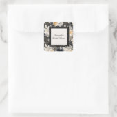 ブラッククリームヒョウ動物花柄 ブライダルシャワー スクエアシール (バッグ)