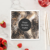 ブラッククリームヒョウ動物誕生日 スタンダードランチョンナプキン (インサイチュ)