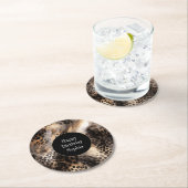 ブラッククリームヒョウ動物誕生日 ラウンドペーパーコースター (インサイチュ)