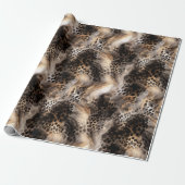 ブラッククリームヒョウ動物誕生日 ラッピングペーパー (アンロールド)