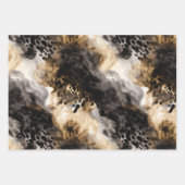 ブラッククリームヒョウ柄動物 ブライダルシャワー ラッピングペーパーシート (正面2)