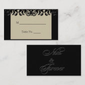 ブラッククリームフローラ結婚エンボス座席表 プレイスカード (正面/裏面)