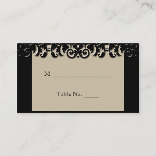 ブラッククリームフローラ結婚エンボス座席表 プレイスカード (正面)