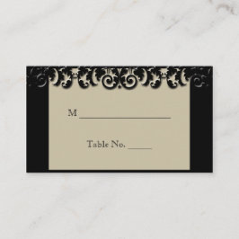 ブラッククリームフローラ結婚エンボス座席表 プレイスカード