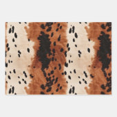 ブラッククリームブラウンカウハイドウェディング ラッピングペーパーシート (正面3)