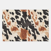 ブラッククリームブラウンカウハイドウェディング ラッピングペーパーシート (正面)