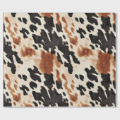 ブラッククリームブラウンカウハイドウェディング ラッピングペーパー (フラット)