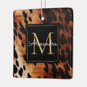 ブラッククリームブラウンコウィド金ゴールドモノグラム セラミックオーナメント (左)