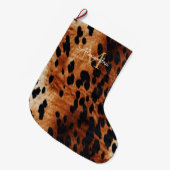 ブラッククリームブラウンコウィド金ゴールドモノグラム ラージクリスマスストッキング (正面 (吊り時))