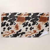 ブラッククリームブラウンコウィド ビーチタオル (正面)