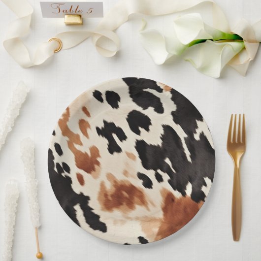 ブラッククリームブラウンコウィド ペーパープレート (ウェディング)