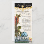 ブラッククリームヴィンテージエッフェルタワーバラ式 招待状 (裏面)