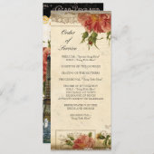 ブラッククリームヴィンテージエッフェルタワーバラ式 招待状 (正面/裏面)