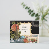 ブラッククリームヴィンテージエッフェルタワーバラ表番号 ポストカード (スタンド正面)