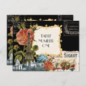 ブラッククリームヴィンテージエッフェルタワーバラ表番号 ポストカード (正面/裏面)