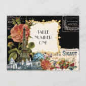 ブラッククリームヴィンテージエッフェルタワーバラ表番号 ポストカード (裏面)