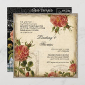 ブラッククリームヴィンテージエッフェルタワーリハーサルディナー 招待状 (正面/裏面)