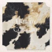 ブラッククリーム金ゴールドウエスタンコウィド ペーパーコースター (正面)