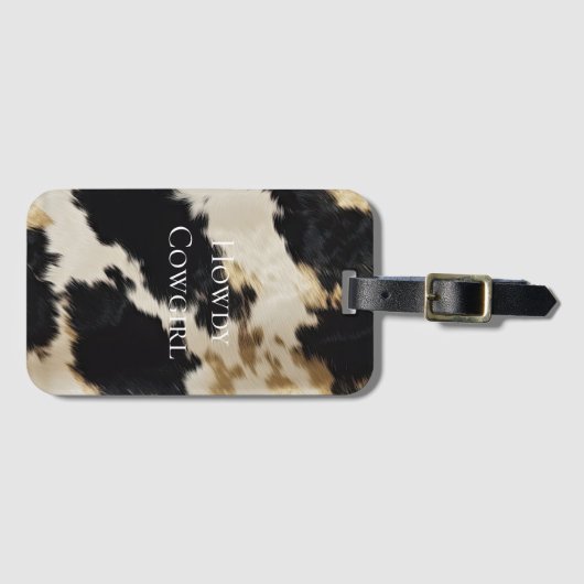 ブラッククリーム金ゴールドウエスタンコウィド ラゲッジタグ (正面横)