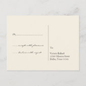 ブラッククリームRSVPシンプル結婚応答カード インビテーションポストカード (裏面)