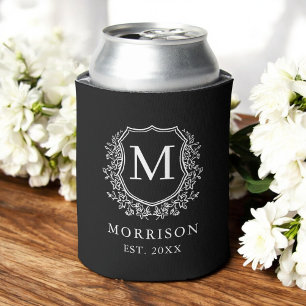 ブラッククレストモダンボタニカルモノグラム結婚ズ 缶クーラー