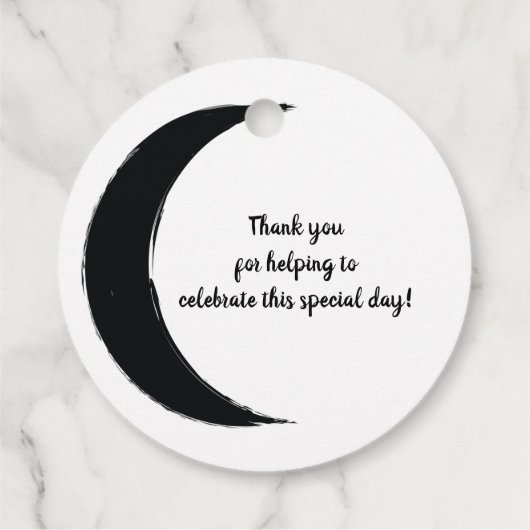 ブラッククレセントムーンアストロロジー〔占星術の〕十二宮図ベビーシャワー フェイバータグ (裏面)