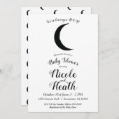 ブラッククレセントムーンアストロロジー〔占星術の〕十二宮図ベビーシャワー 招待状 (正面/裏面)