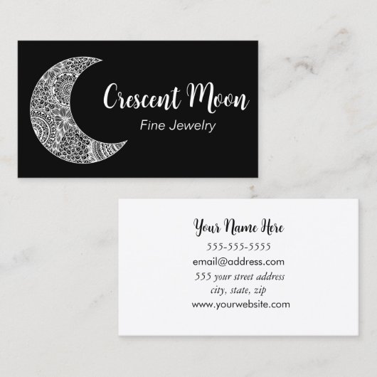 ブラッククレセントムーンジュエリーメーカー 名刺 (正面/裏面)