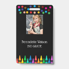 ブラッククレヨン&スターズカラフルスクール先生 バッジ