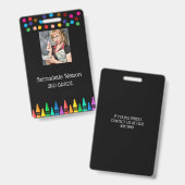ブラッククレヨン & スター カラフル 学校の先生 バッジ (正面&裏面)