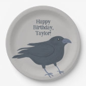 ブラッククロウオングレーパーソナライズされた ペーパープレート (正面)