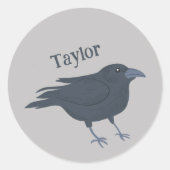 ブラッククロウオングレーパーソナライズされた ラウンドシール (正面)