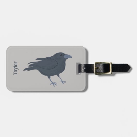 ブラッククロウオングレーパーソナライズされた ラゲッジタグ (正面横)