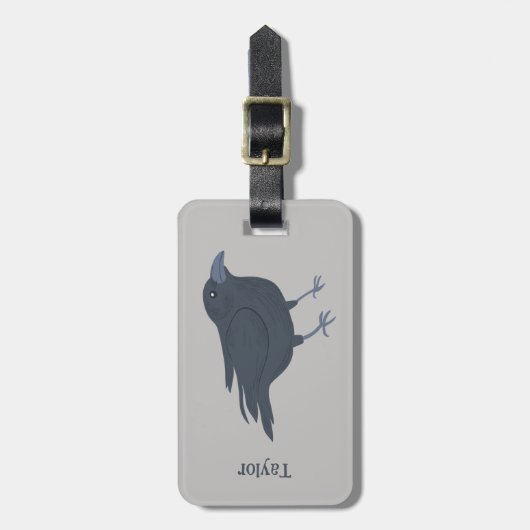 ブラッククロウオングレーパーソナライズされた ラゲッジタグ (正面縦)