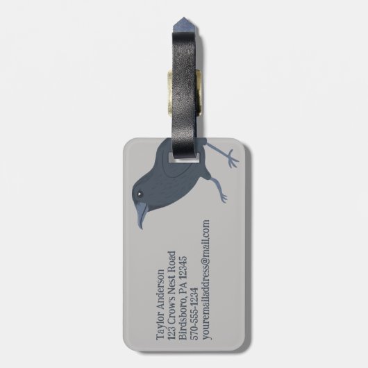 ブラッククロウオングレーパーソナライズされた ラゲッジタグ (裏面縦)