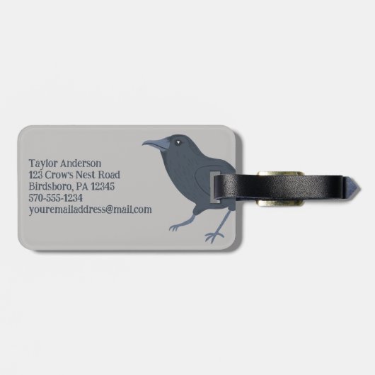 ブラッククロウオングレーパーソナライズされた ラゲッジタグ (裏面横)