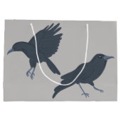 ブラッククロウオングレーパーソナライズされた ラージペーパーバッグ (裏面)