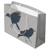 ブラッククロウオングレーパーソナライズされた ラージペーパーバッグ (裏面アングル)