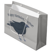 ブラッククロウオングレーパーソナライズされた ラージペーパーバッグ (正面アングル)