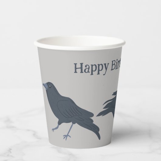 ブラッククロウオングレーパーソナライズされた 紙コップ (正面)