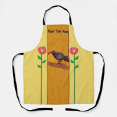 ブラッククロウオンブランチ赤抽象芸術花黄 エプロン (正面)