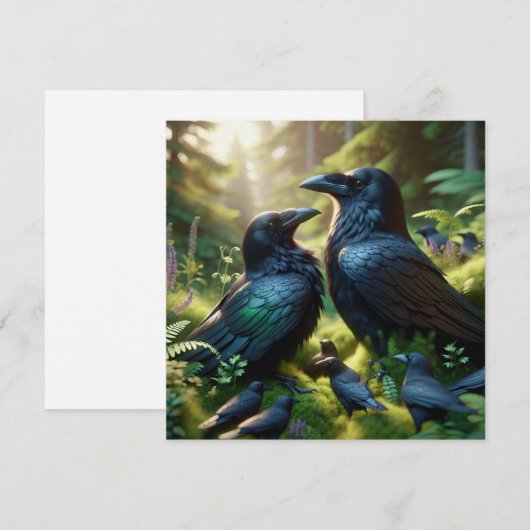 ブラッククロウカラス鳥アート (正面/裏面)