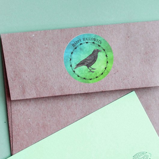 ブラッククロウサークルブラックバーベットワイヤーブルーグリーン ラウンドシール