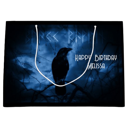 ブラッククロウズラーンズダークゴシックスタイル誕生日 ラージペーパーバッグ (正面)