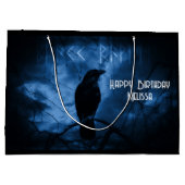 ブラッククロウズラーンズダークゴシックスタイル誕生日 ラージペーパーバッグ (裏面)