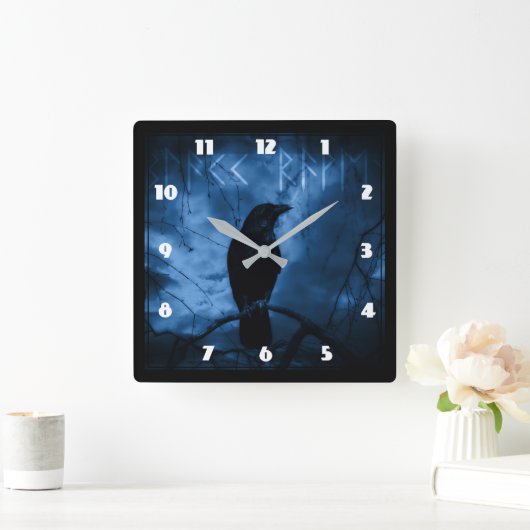 ブラッククロウズラーンズダークゴシックスタイル スクエア壁時計 (ホーム)