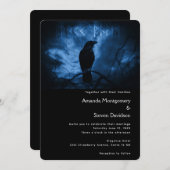 ブラッククロウズラーンズダークゴシック結婚スタイル 招待状 (正面/裏面)