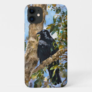 ブラッククロウバードアート自然電話ケース iPhone 11 ケース